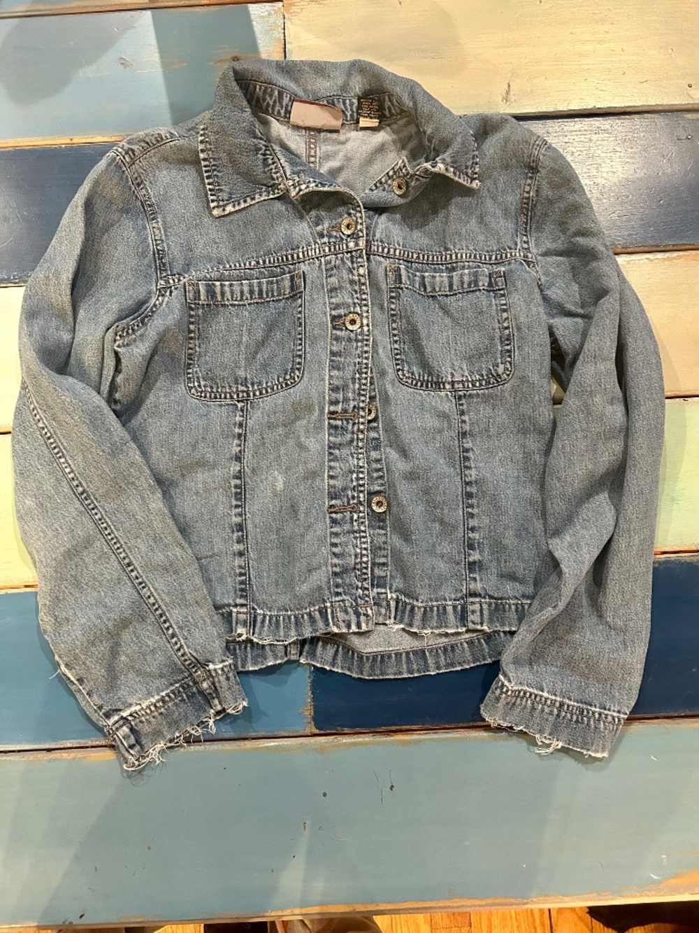 Y2K GAP Special Edition Red Label Denim Shirt Tencel Cotton Distressed M